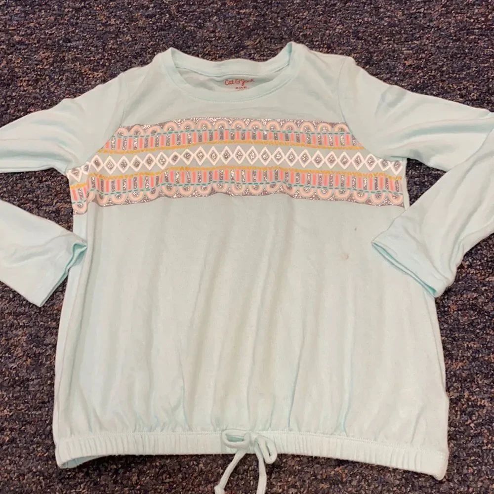 Cat & Jack Teal Glitter Top sz. 7/8